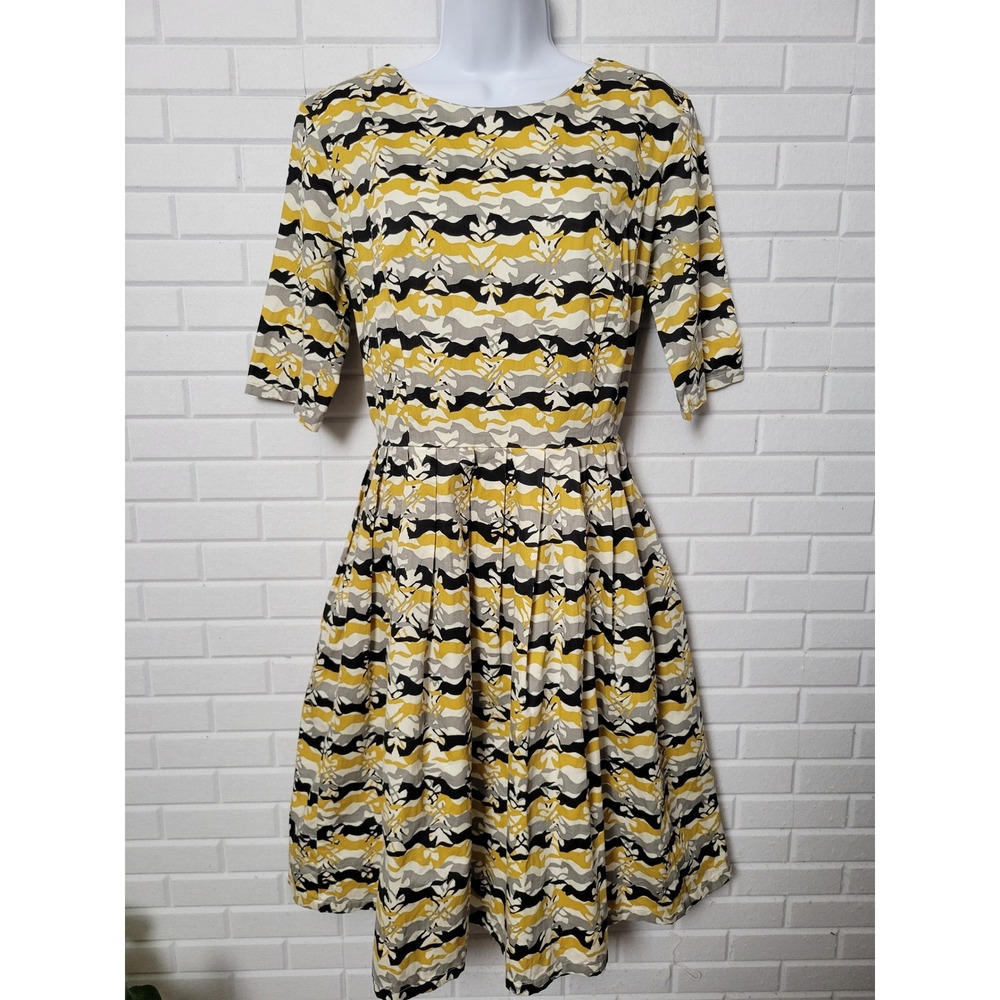 People Tree Horse Novelty Print Fit Flare Dress Organic Cotton Sz 6 Equestrian